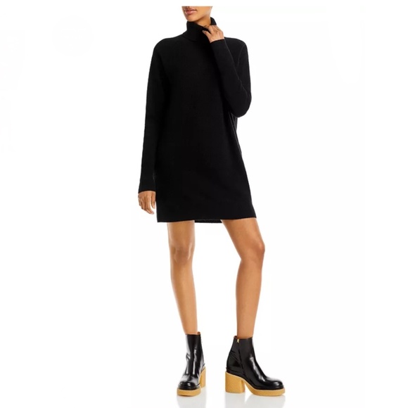 Luxurious 100% Cashmere Turtleneck Dress By Aqua in Black - Picture 5 of 7